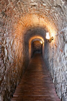 Fotobehang Antieke bakstenen tunnel