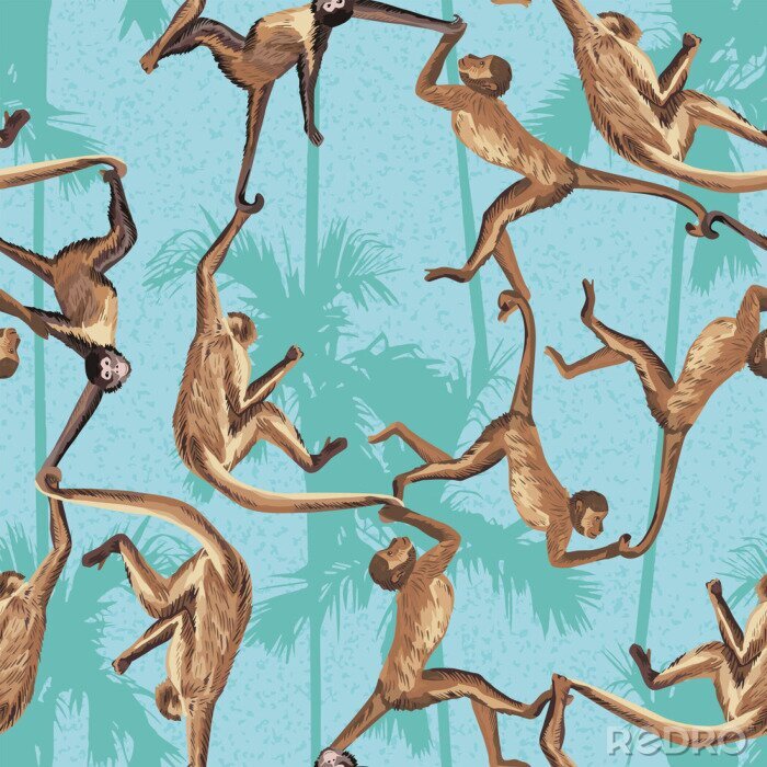 Fotobehang Apen op een tropische achtergrond