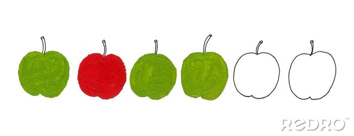 Fotobehang Appels in drie kleuren