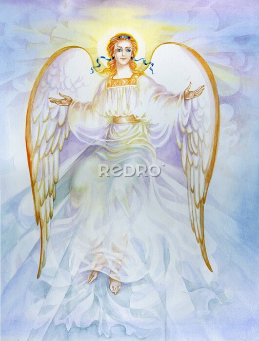 Fotobehang Aquarel beschermengel