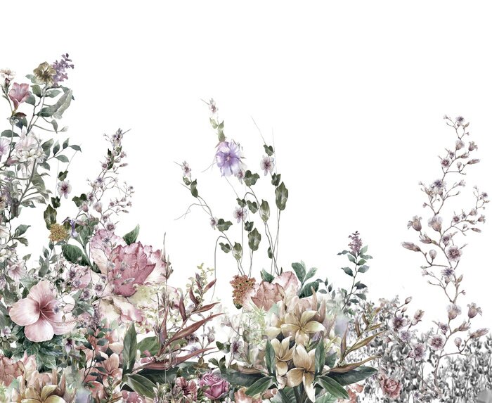 Fotobehang Aquarel bloemen