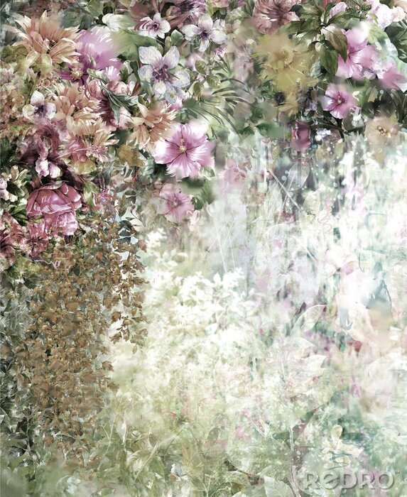 Fotobehang Aquarel bloemen schilderen