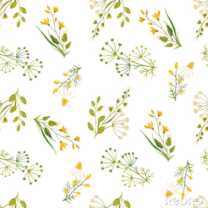 Fotobehang Aquarel bloemen vector patroon