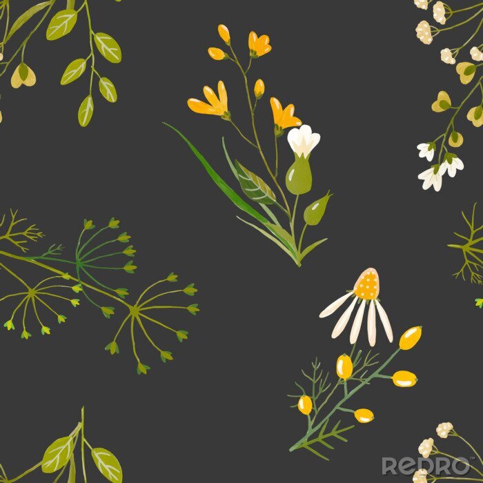 Fotobehang Aquarel bloemen vector patroon