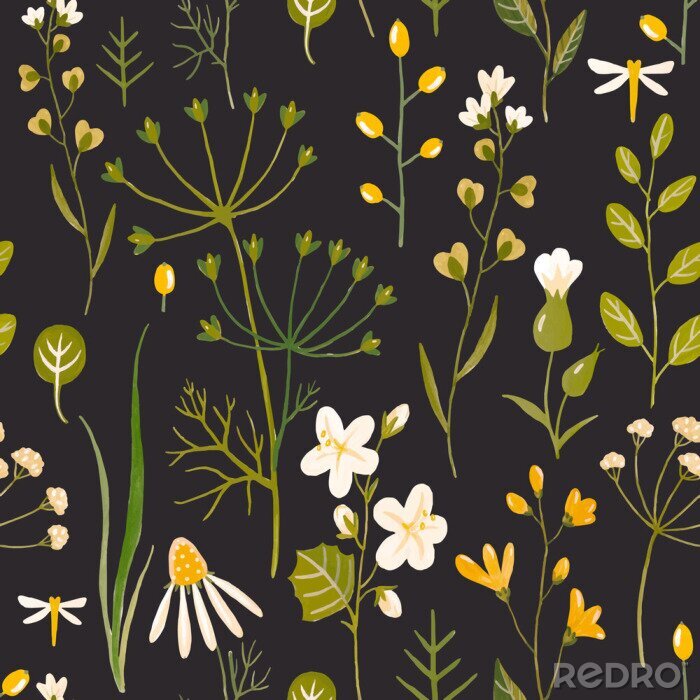 Fotobehang Aquarel bloemen vector patroon