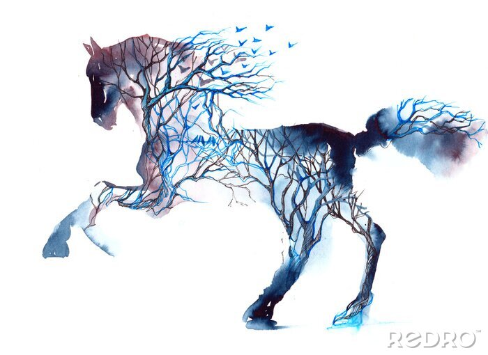 Fotobehang Aquarel fantasie paard