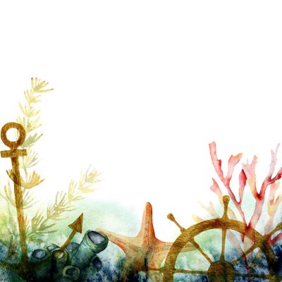 Fotobehang Aquarel koraalrif