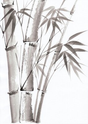 Aquarel schilderij van bamboe