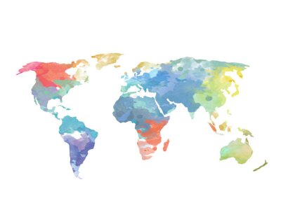 Fotobehang Aquarel wereldkaart