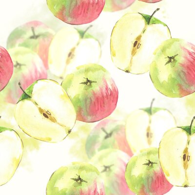 Fotobehang Aquarelhelften appels