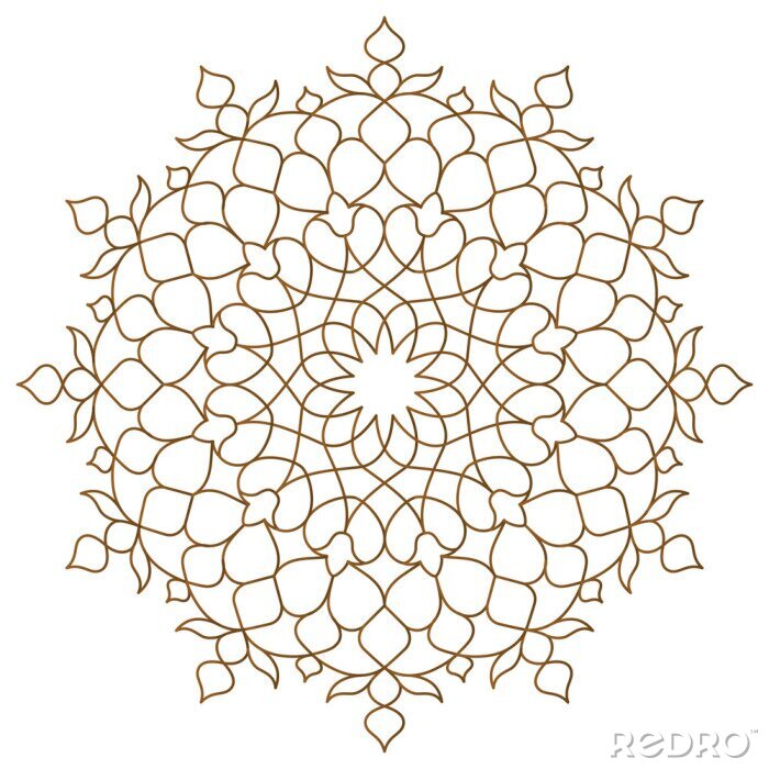 Fotobehang Arabische cirkel patroon monoline ornament