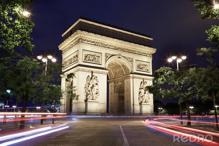 Fotobehang Arc de Triomphe in Parijs bij nacht