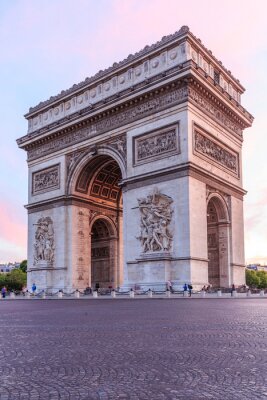 Fotobehang Arc de Triomphe in Parijs stad bij zonsondergang