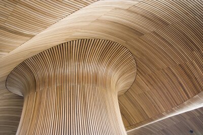 Fotobehang Architectonische details van de Welsh Assembly gebouw, de Baai van Cardiff, u