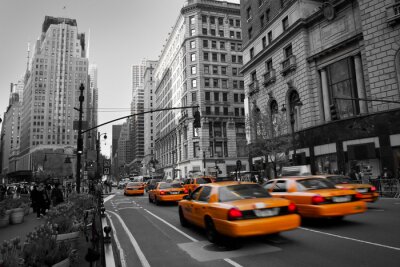 Architectuur en gele taxi's in New York City
