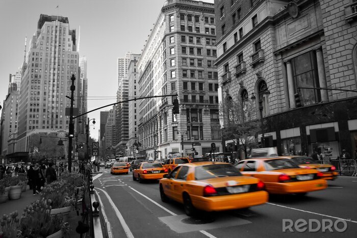 Fotobehang Architectuur en gele taxi's in New York City
