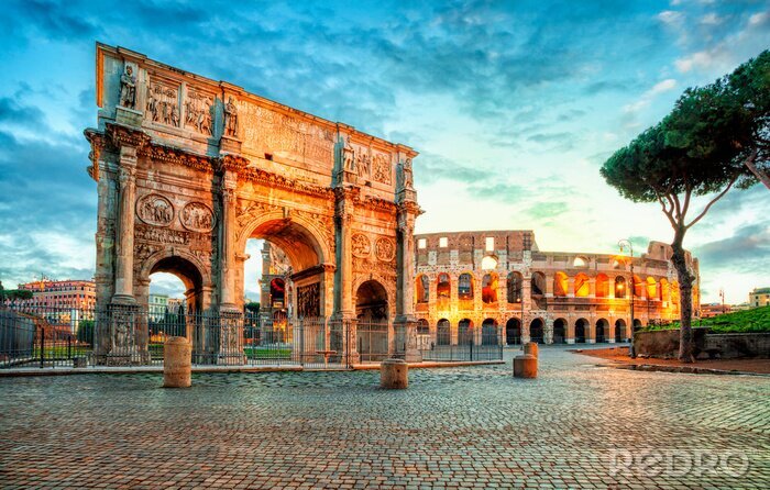 Fotobehang Architectuur met het Colosseum op de achtergrond
