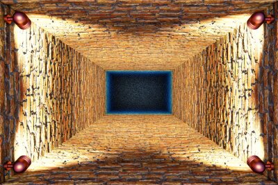 Fotobehang Architectuur van bakstenen liftschachten