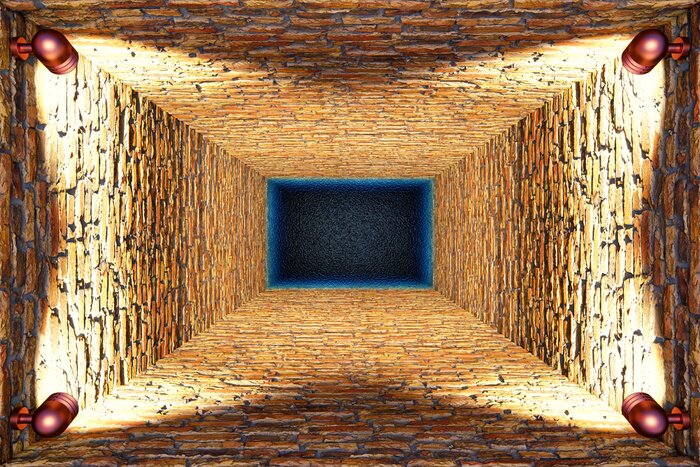 Fotobehang Architectuur van bakstenen liftschachten