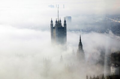 Architectuur van Londen in de mist