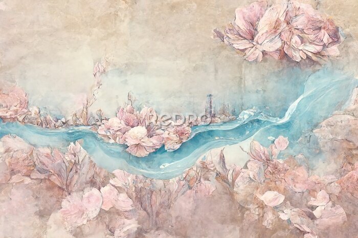 Fotobehang Artistieke mozaïek bloem delicatesse