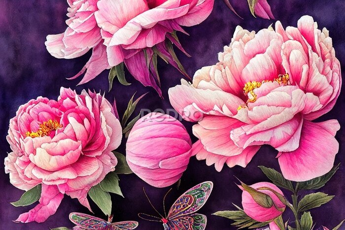 Fotobehang Artistieke roze bloemen