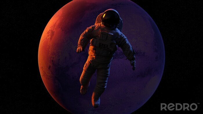 Fotobehang Astronaut bij Mars