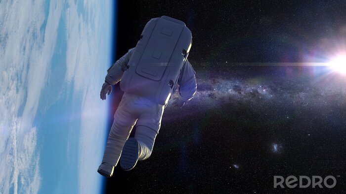 Fotobehang Astronaut boven de Aarde