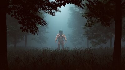 Fotobehang Astronaut in een bos