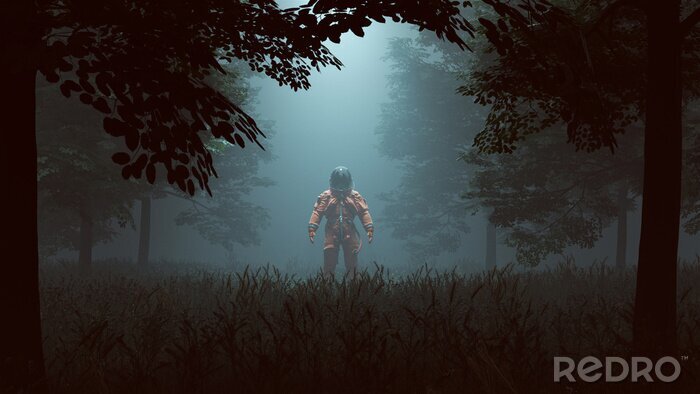 Fotobehang Astronaut in een bos