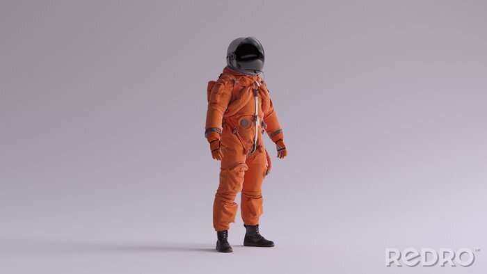 Fotobehang Astronaut in een oranje ruimtepak
