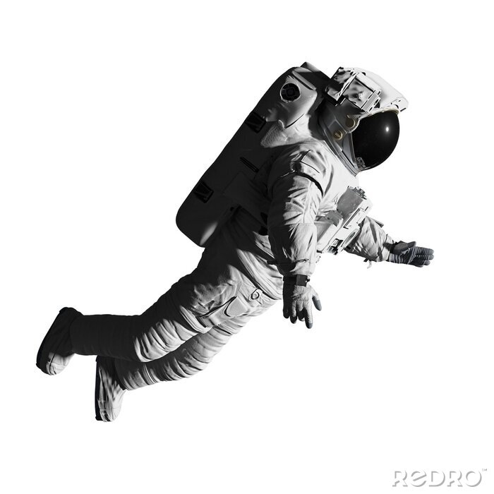Fotobehang Astronaut in een ruimtepak in gewichtloosheid