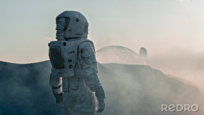 Fotobehang Astronaut op een rode planeet