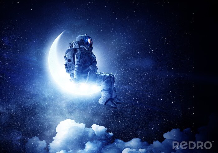 Fotobehang Astronaut zittend op de maan