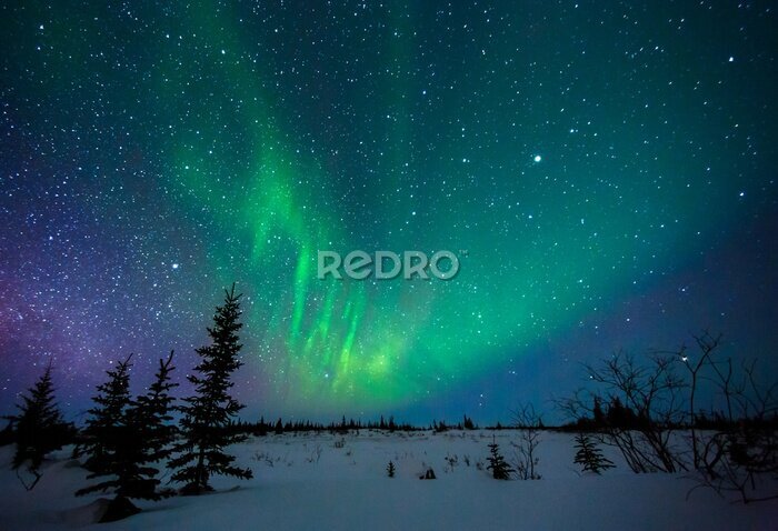 Fotobehang Aurora borealis aan de hemel