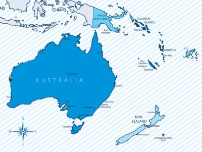 Fotobehang Australië kaart met oceaan