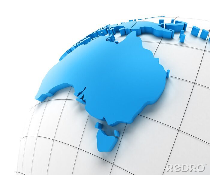 Fotobehang Australië kaart op de globe
