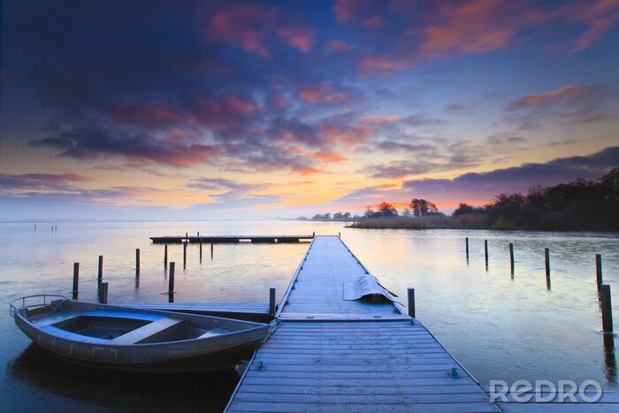 Fotobehang Avond aan het meer
