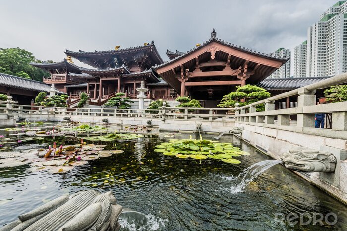 Fotobehang Aziatische fonteinen voor tempels