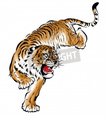 Fotobehang Aziatische illustratie van tijger