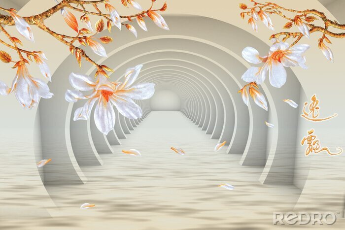 Fotobehang background with floral design 