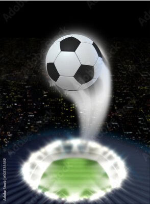 Fotobehang Bal over het stadion &#39;s nachts