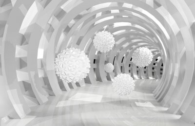 Fotobehang Ballen in een geometrische tunnel