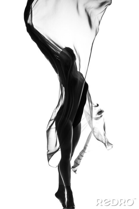 Fotobehang Ballerina danst op witte achtergrond