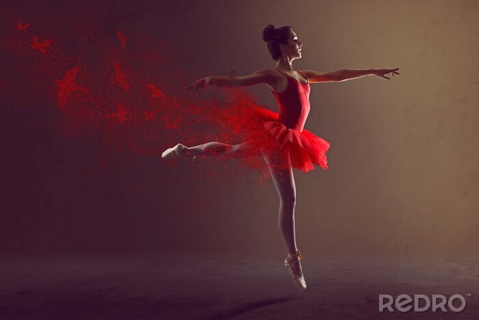 Fotobehang Ballerina in rood