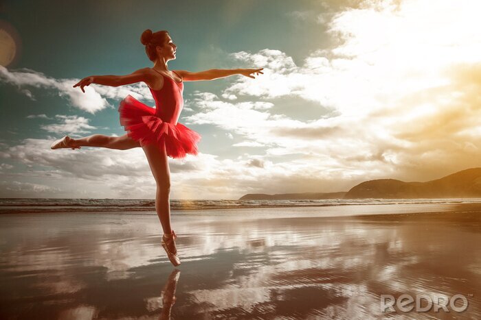 Fotobehang Ballerina op het strand