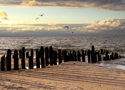 Fotobehang Baltische zee bij zonsondergang