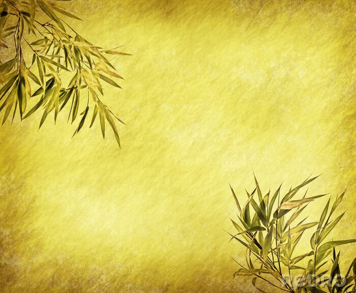 Fotobehang Bamboe op een verouderde gele achtergrond