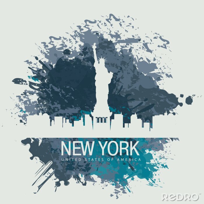 Fotobehang banner met van New York, Vrijheidsbeeld