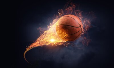 Fotobehang basketbalbal in vlammen op